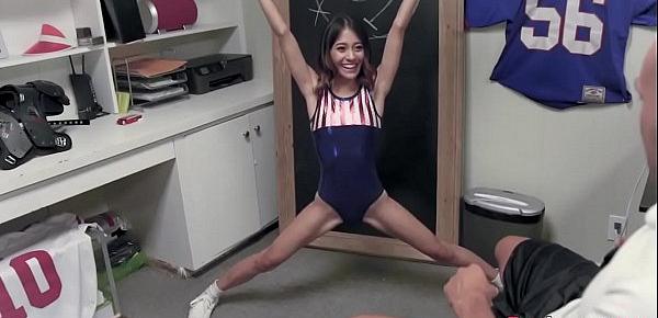  Little skinny teen asian in leotard sucks